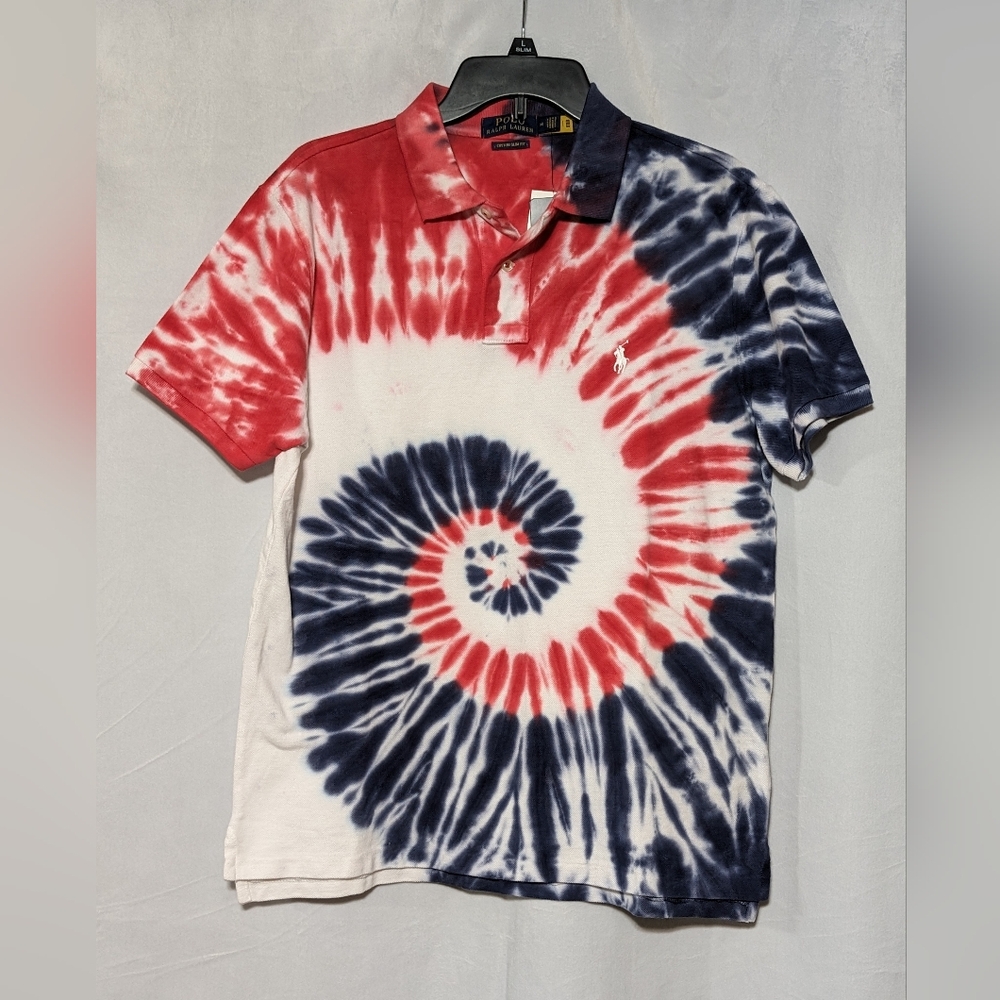 Polo Ralph Lauren Short Sleeve Tie-dye Slim Fit Cotton Polo Shirt Sz Medium NWT